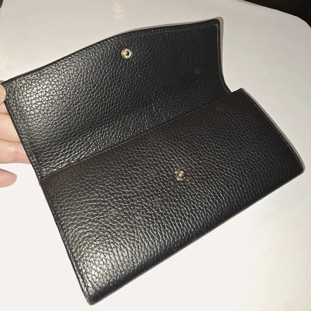 CUYANA Black Pebbled Leather Snap Closure Full Size Minimalist Card Slots Wallet - Picture 3 of 13